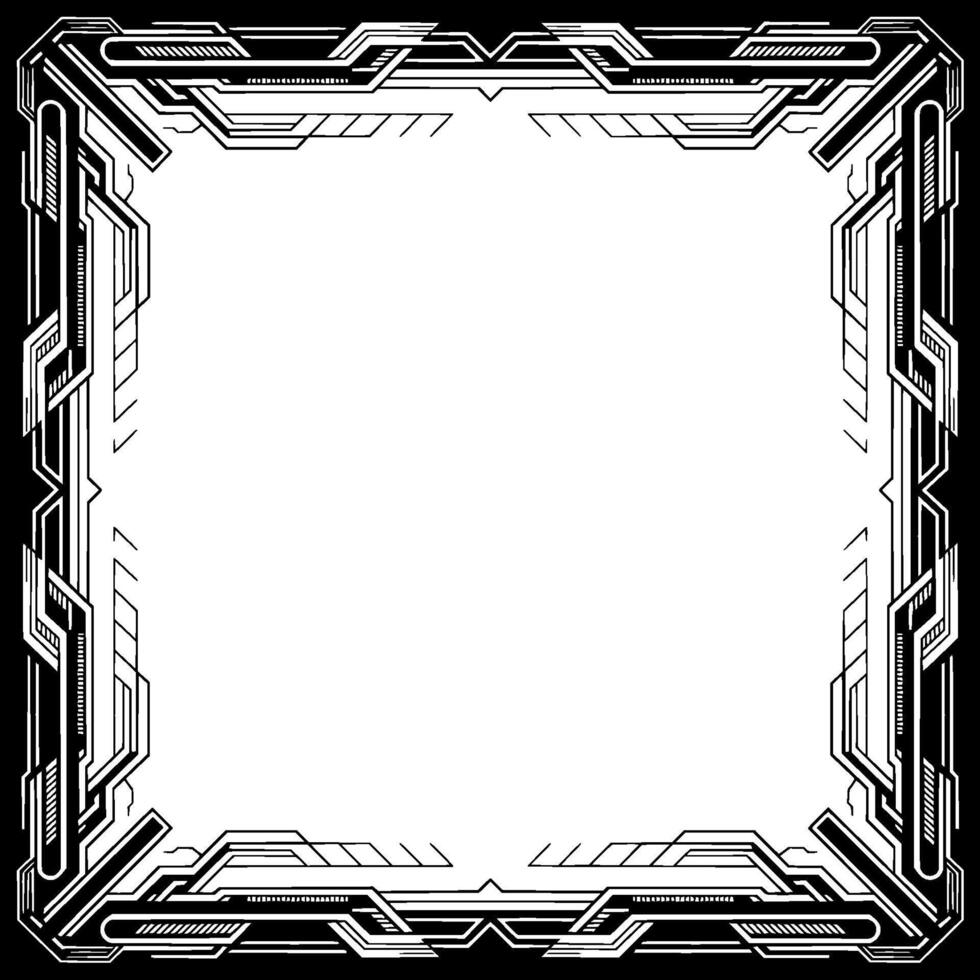 Geometric Tech Frame Modern Black And White For Announcements vector