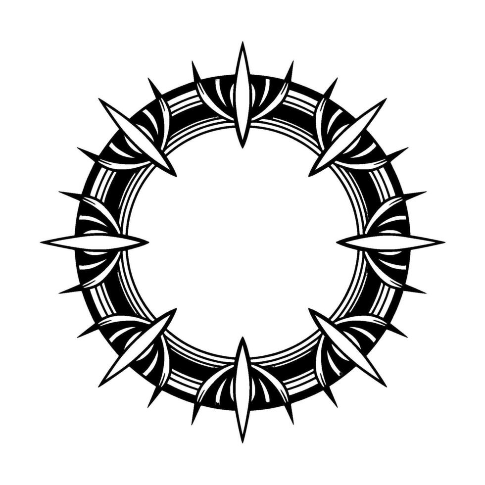 Geometric Black And Silver Circle Ornamental Frame For Branding vector