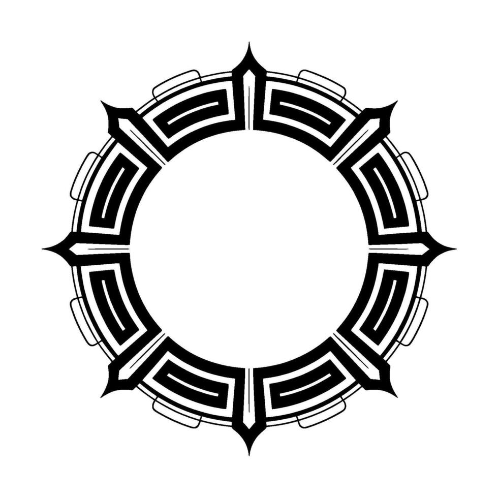 Geometric Black White Circular Ornament Minimalist vector
