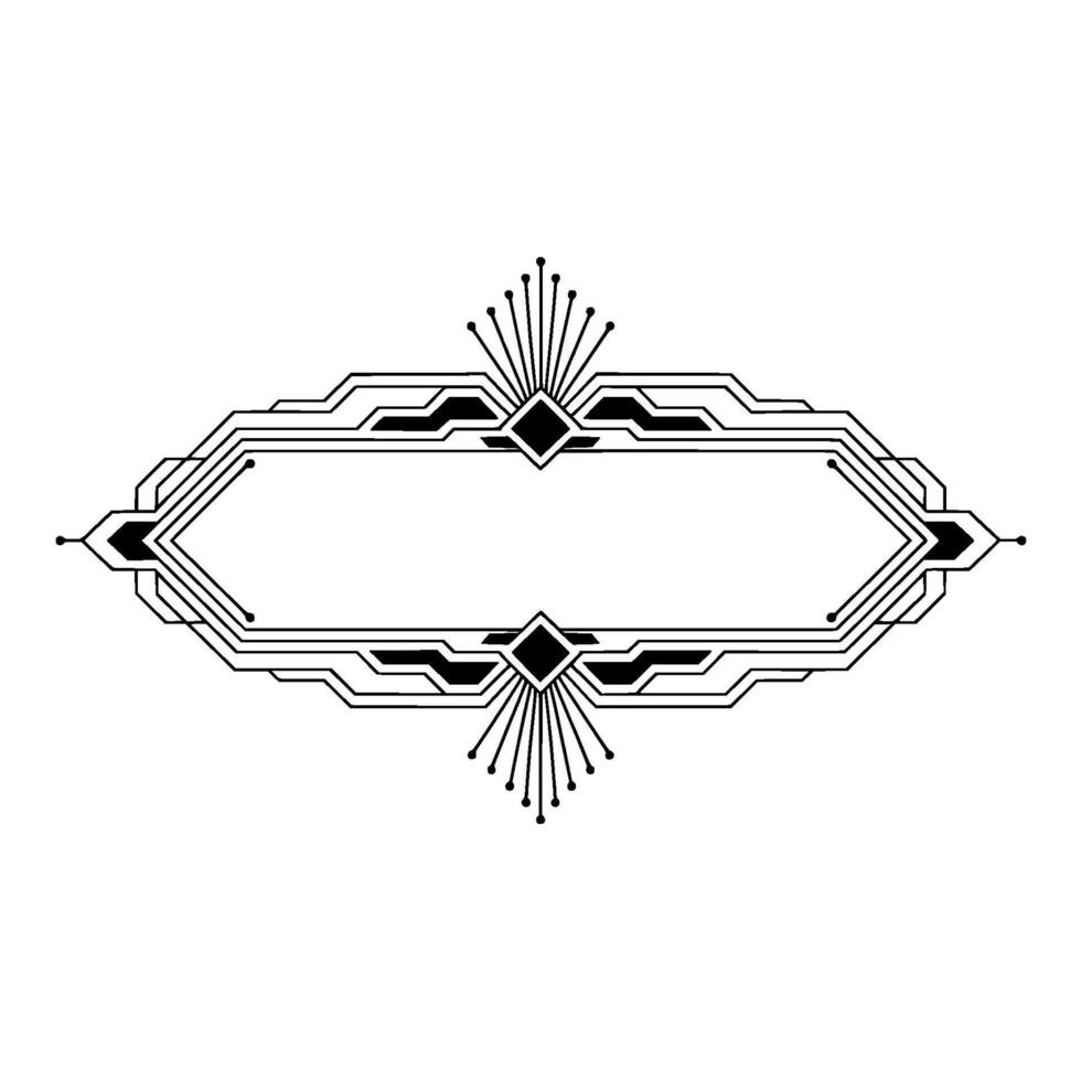 Art Deco Geometric Frame, Minimalist Black White vector