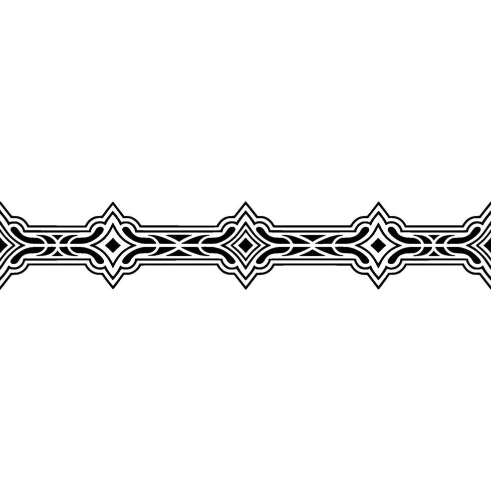 Ornate Black Geometric Border On White, Decorative vector