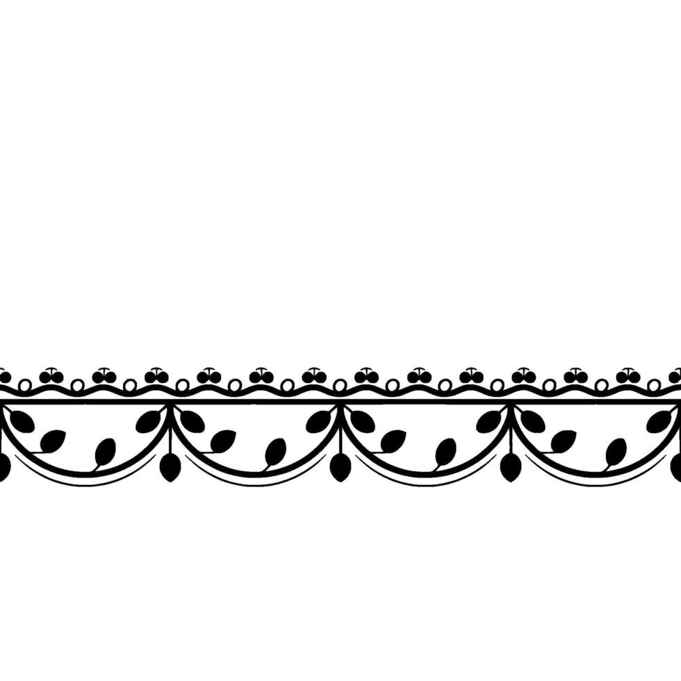 Elegant Black Border With Floral And Leaf Motifs On White vector