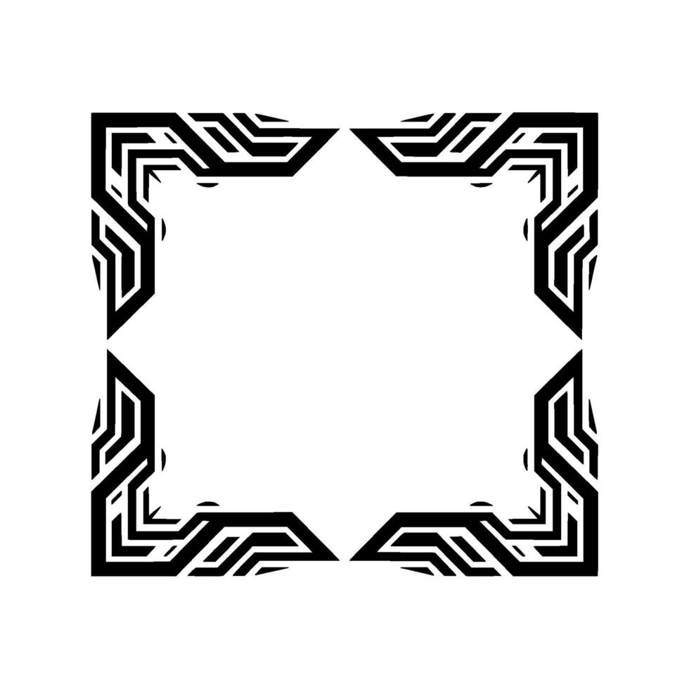 Geometric Art Deco Frame, Abstract Black White vector
