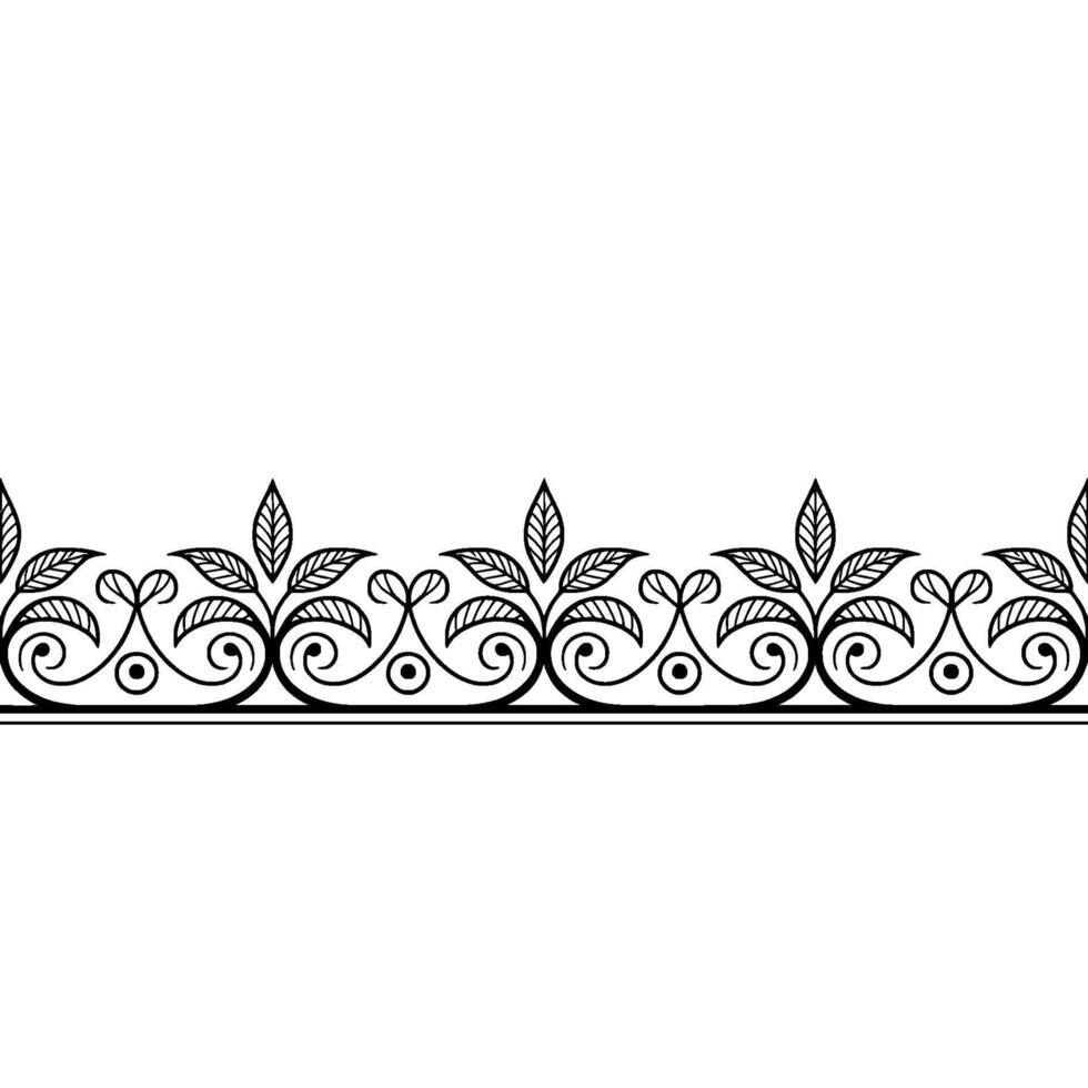 Decorative Floral Border, Black And White, Elegant vector