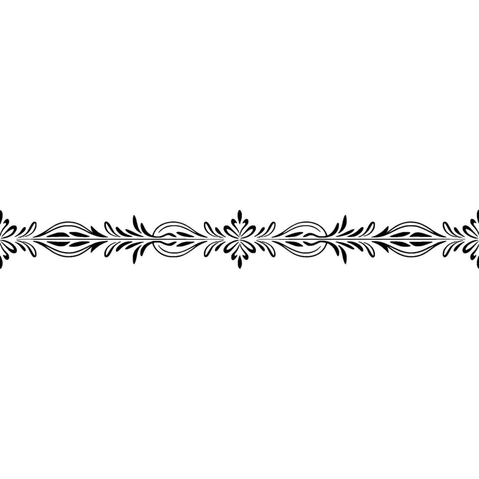 Elegant Black Floral Border On White, Ornamental Element vector