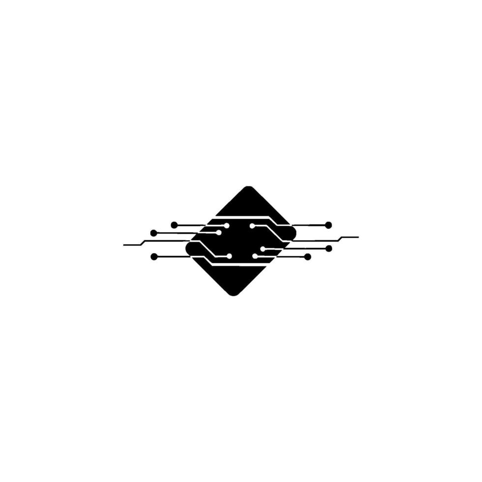 Minimalist Tech Diamond Circuitry On White, Modern vector