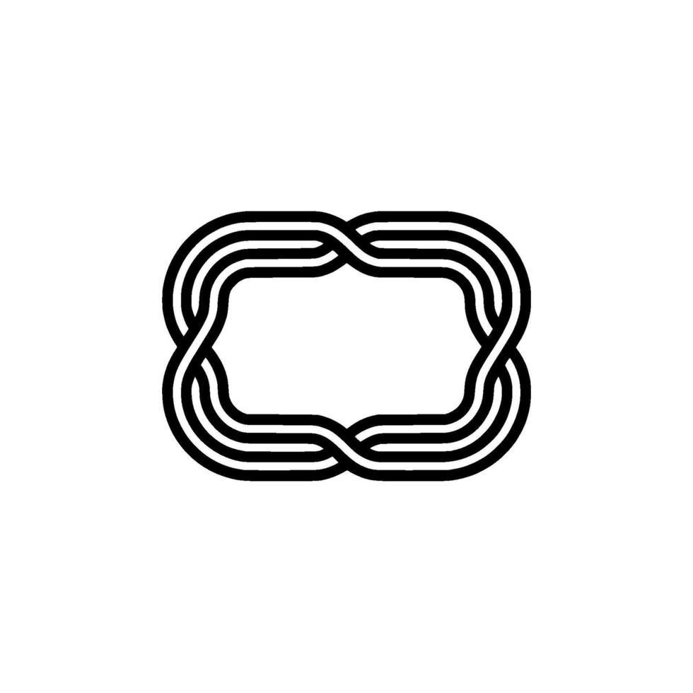 Minimalist Geometric Black White Frame With Intertwined Stripes vector