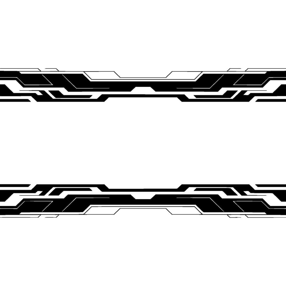 Futuristic Tech Frame, Minimalist Black Border On White Background vector