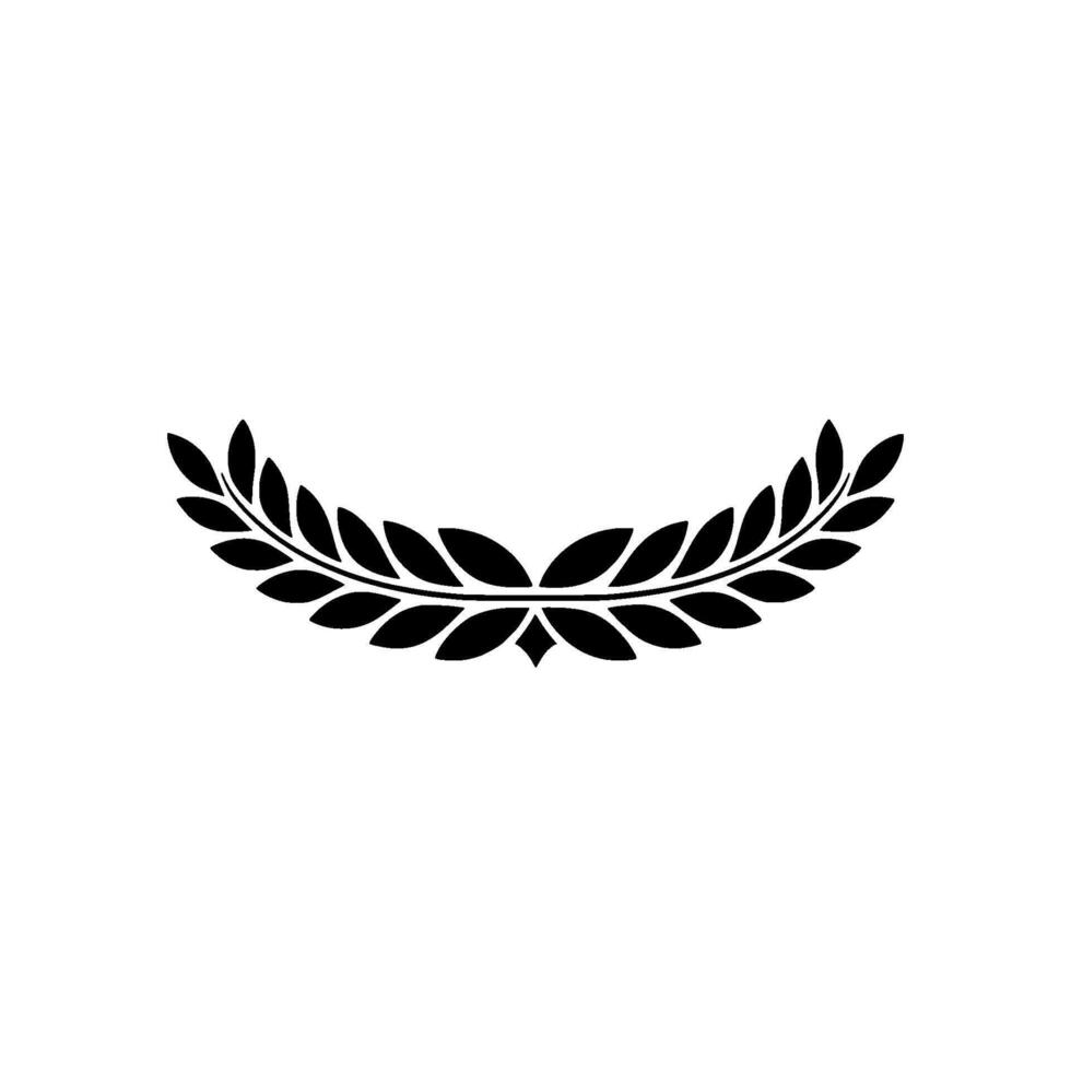 Elegant Black Laurel Wreath On White, Minimalist vector