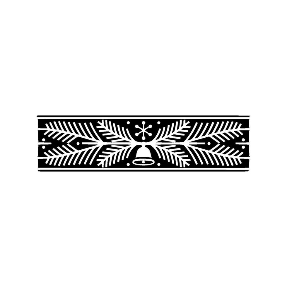 Christmas Bell Snowflake Border, Black White vector