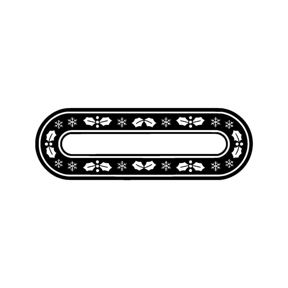 Minimalist Christmas Label With Holly And Snowflakes Black White vector