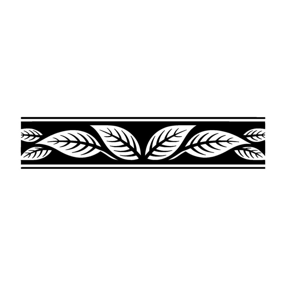 Elegant Leaf Border, Monochrome, Ornament vector