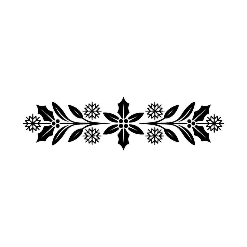 Elegant Holiday Ornament Black Holly Snowflakes On White vector