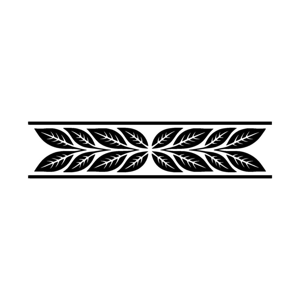 Elegant Foliage Border Black Leaf On White Background vector