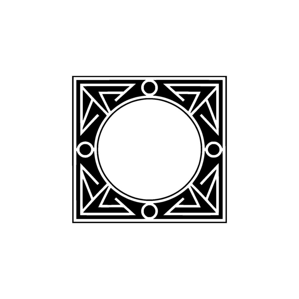 Geometric Deco Frame Modern Black White Element vector