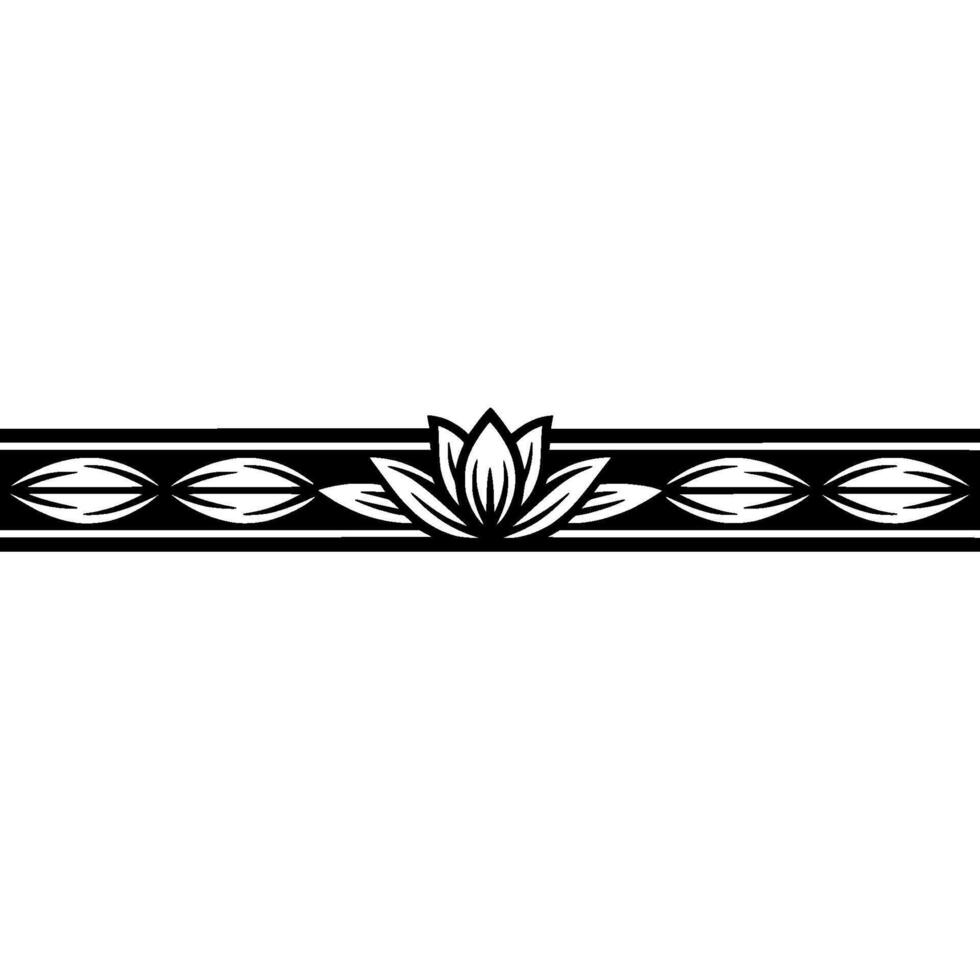 Elegant Lotus Border In Black White, Minimalist Style vector
