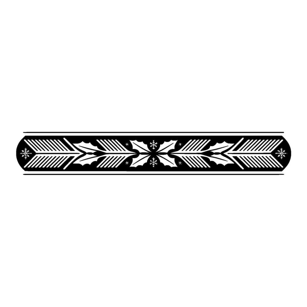 Black White Christmas Border Holly, Snowflakes, Deco vector