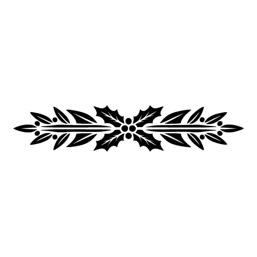 Elegant Black Holly Ornament On White Background vector