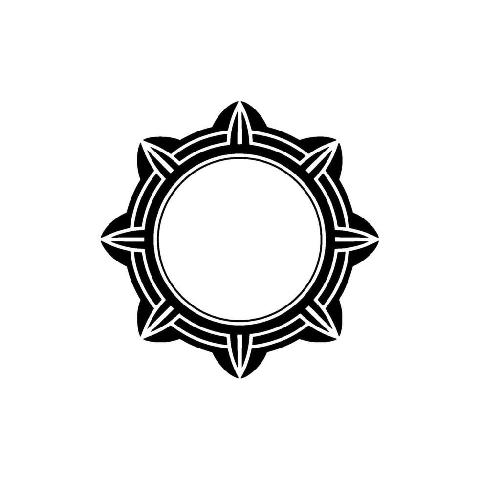 Geometric Ornamental Circle In Black And White Decorative vector