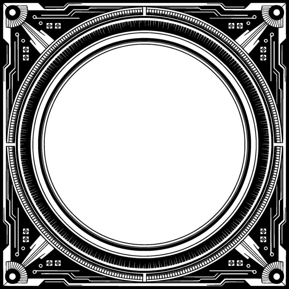 Geometric Tech Frame Futuristic Border, Empty Center Space vector