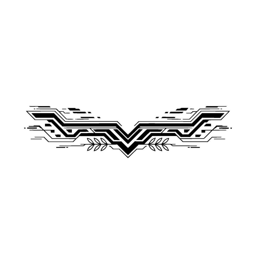 Futuristic Geometric Emblem With Laurel Branches vector