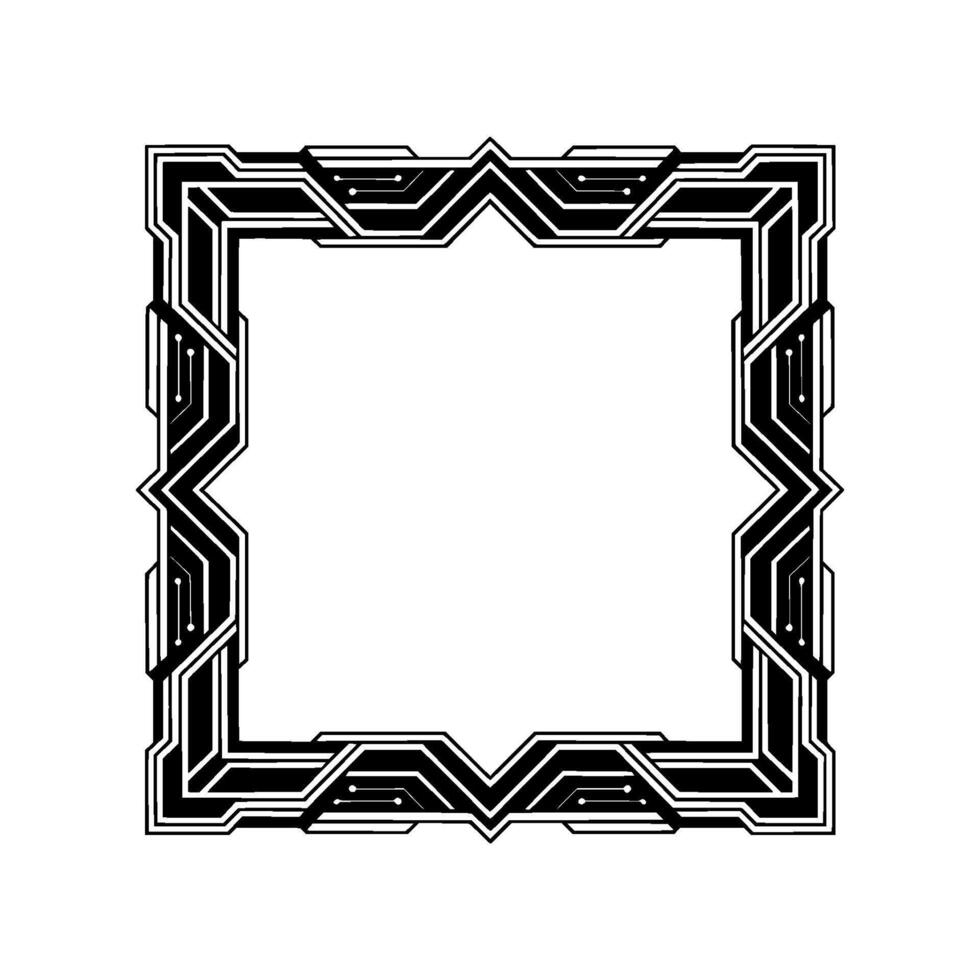 Tech Frame, Geometric, Black And White, Elegant Border vector