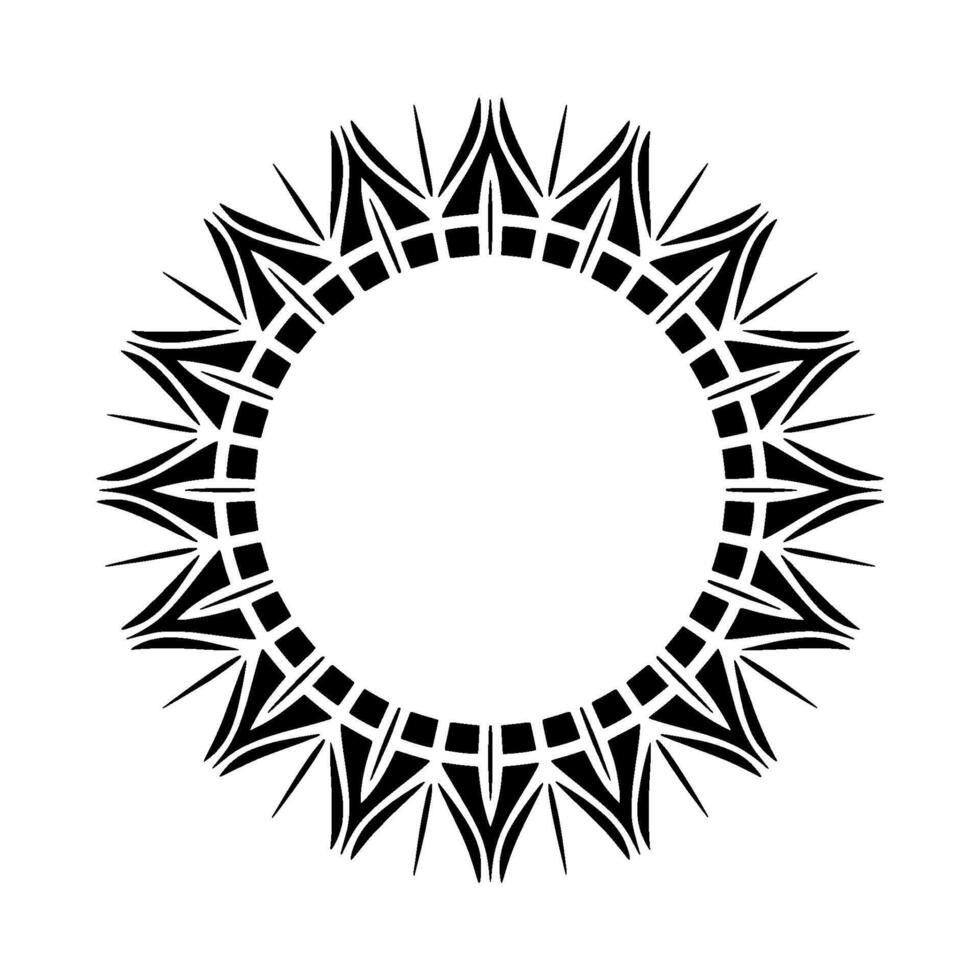Geometric Sunburst Pattern In Black And White, Circular vector