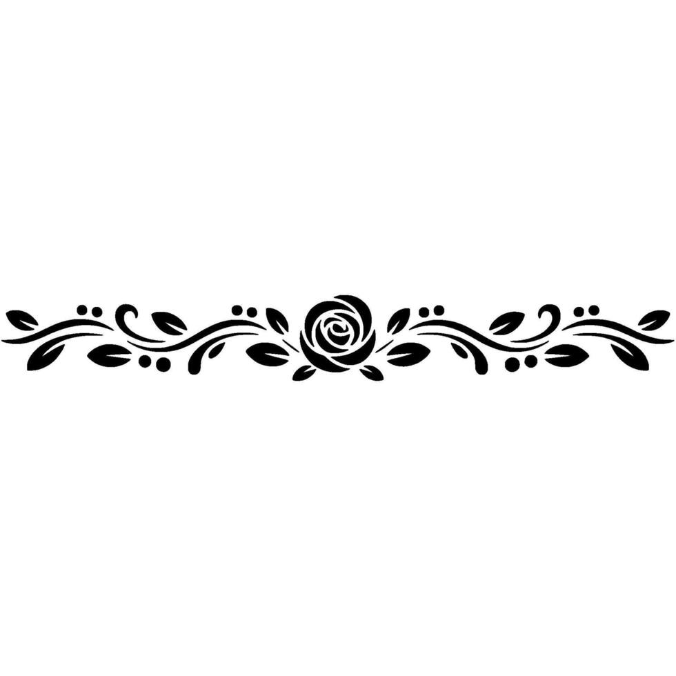 Minimalist Rose Floral Border, Black White Element vector
