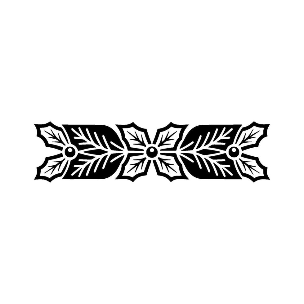 Elegant Christmas Holly Border Black And Red Decoration On White vector