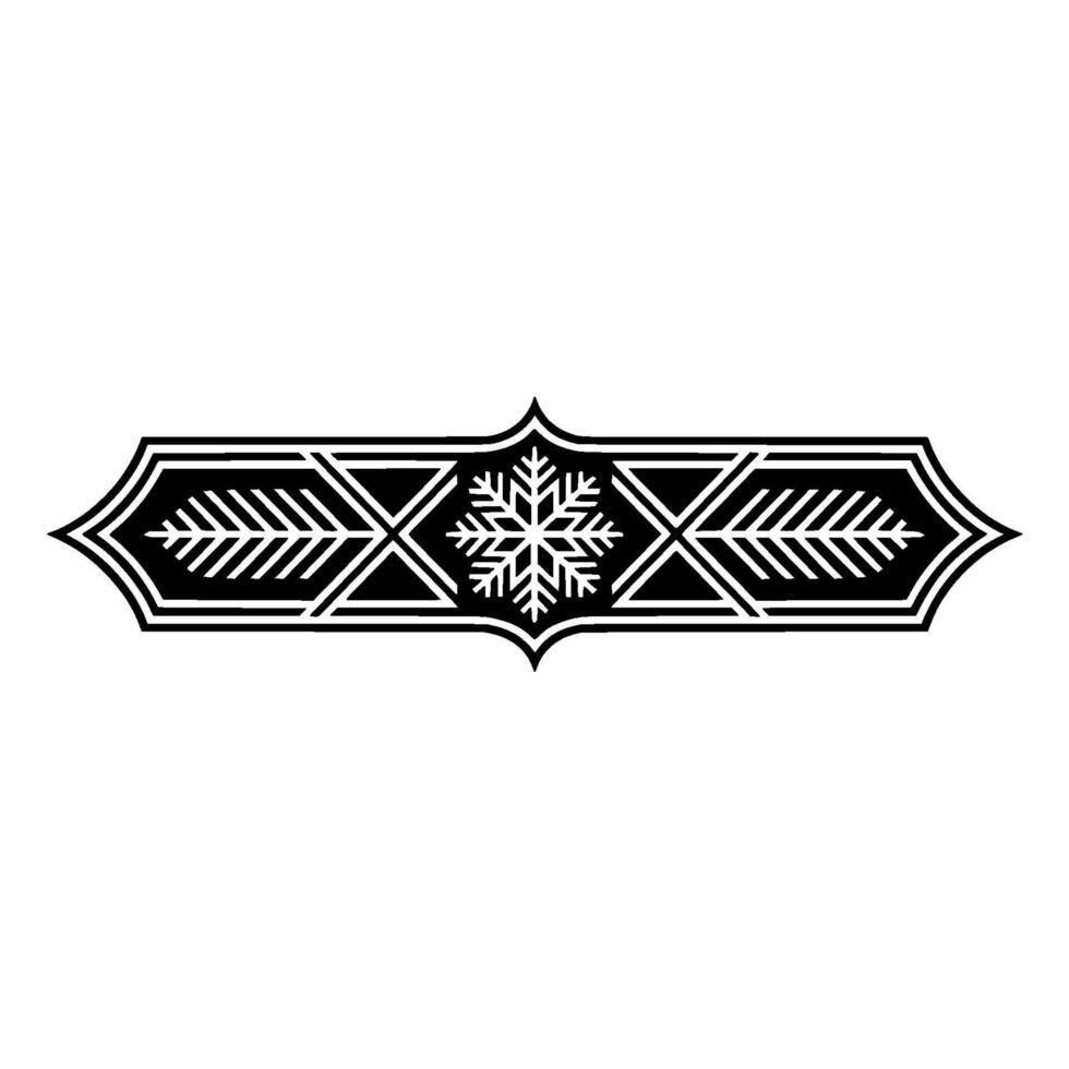 Black White Winter Ornament Geometric Snowflake vector