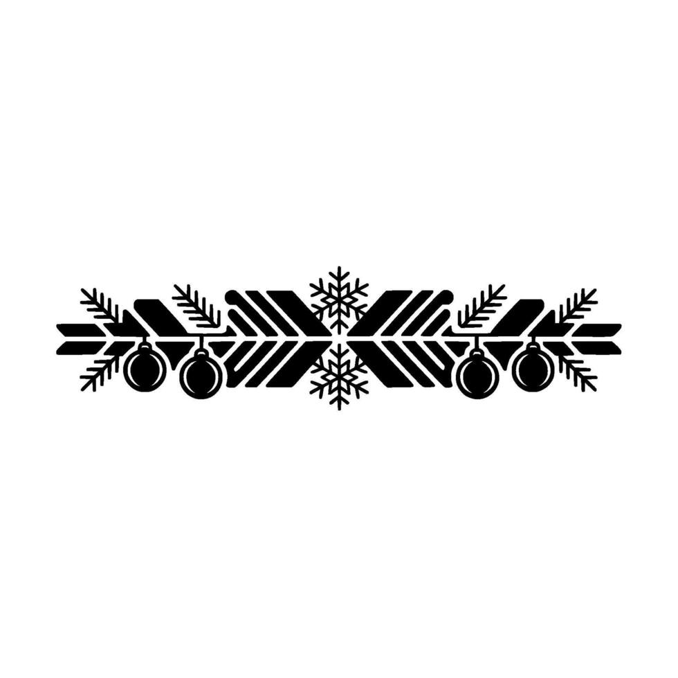 Minimalist Black White Christmas Ornament Border vector