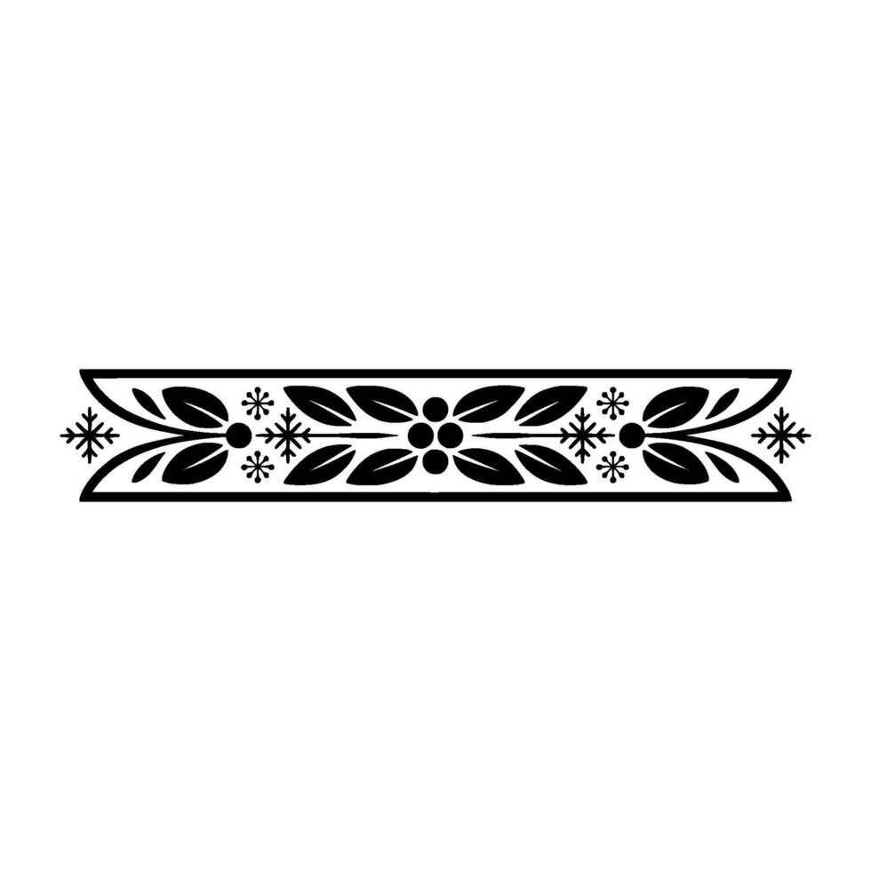 Elegant Black Floral Border, Minimalist Decorative Element - Ornament vector