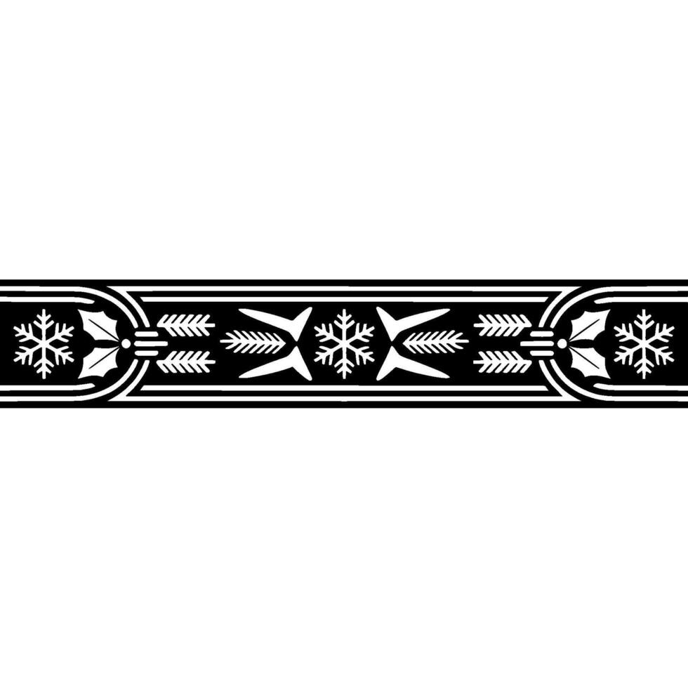 Black And White Christmas Border Snowflake, Holly, Decorative vector