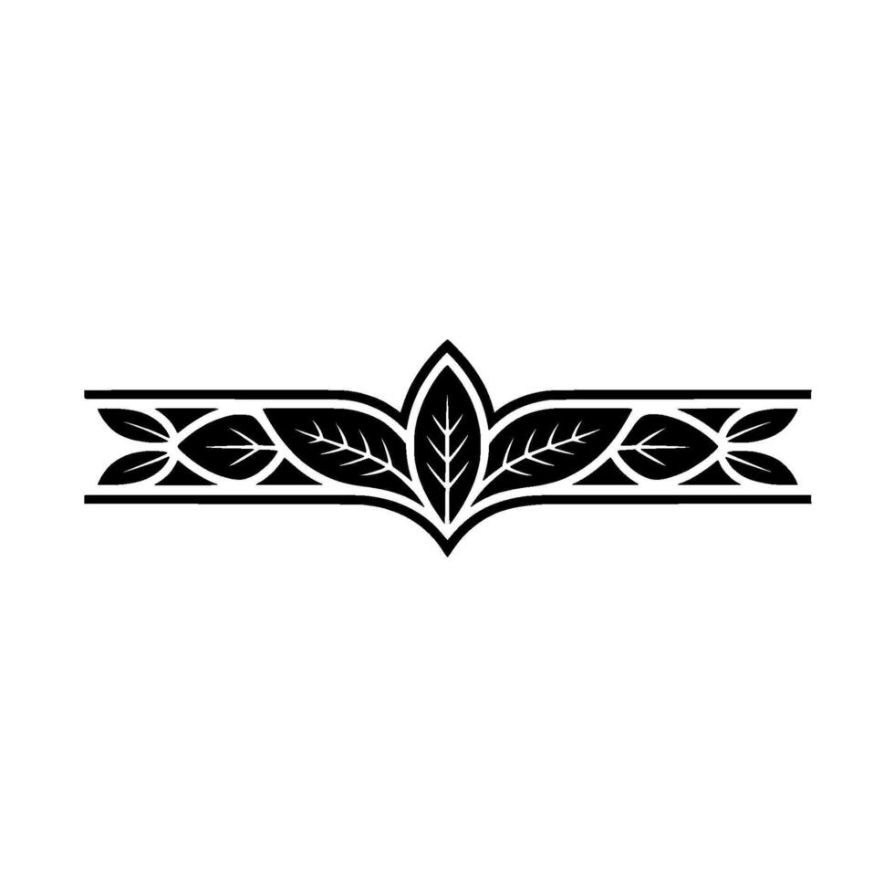 Elegant Black White Leaf Border, Decorative Element vector