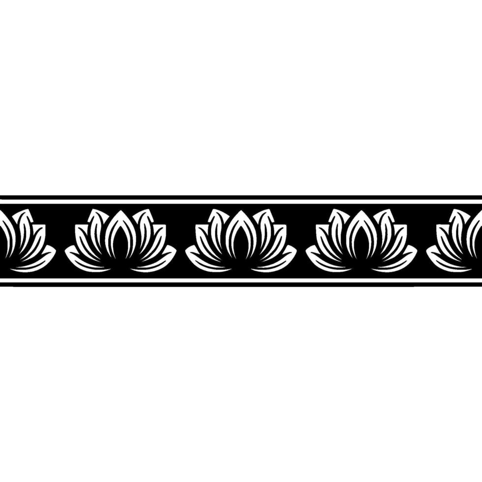 Elegant Lotus Border, Monochrome Floral Pattern vector