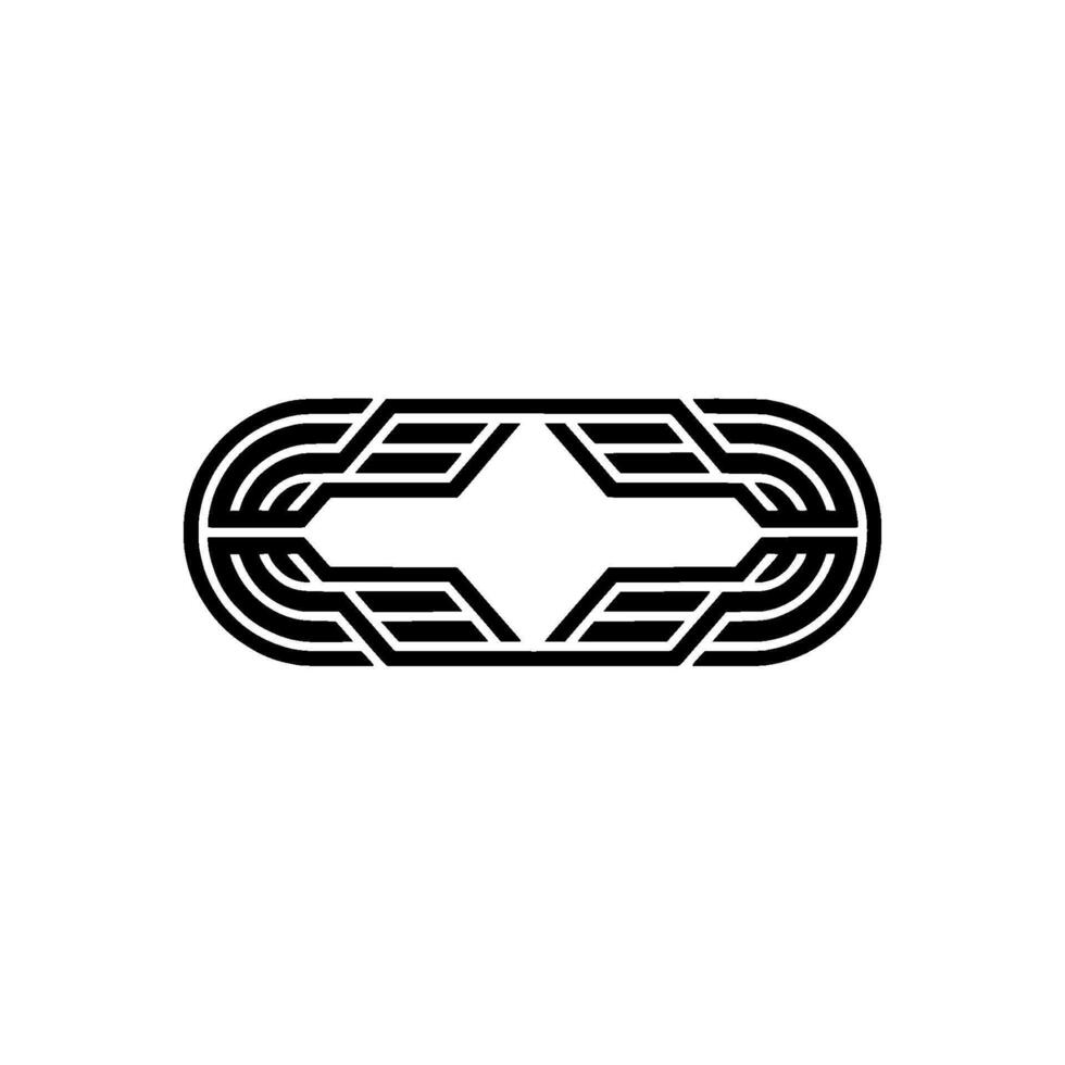 Minimalist Geometric Ornament In Black On White Element vector