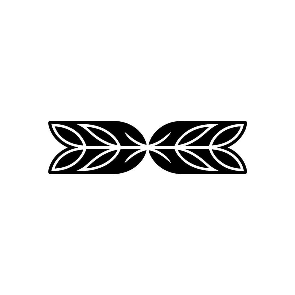 Minimalist Floral Ornament Black Leaf Motif On Light Background vector
