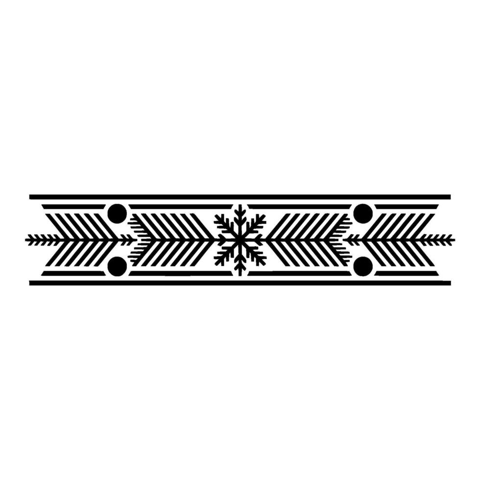 Minimalist Winter Snowflake Border Black White vector