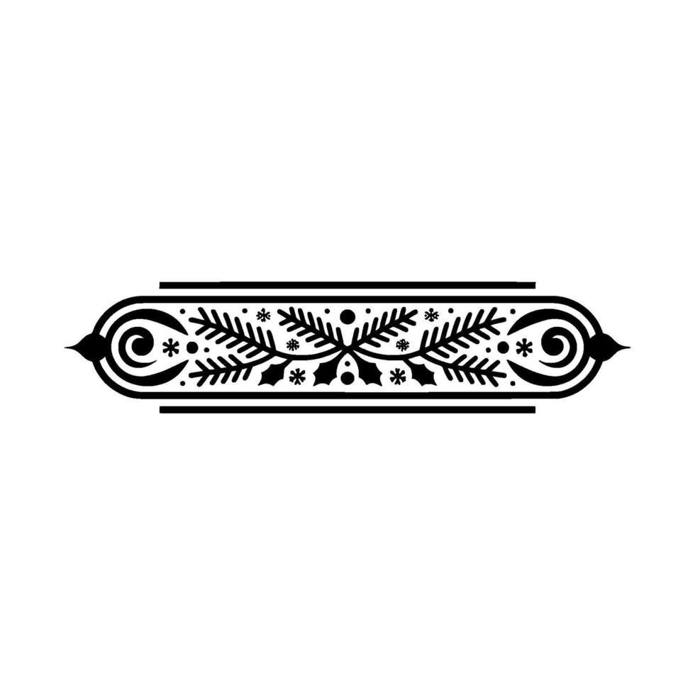 Elegant Black Christmas Ornament Ornate Winter Border, Simple vector
