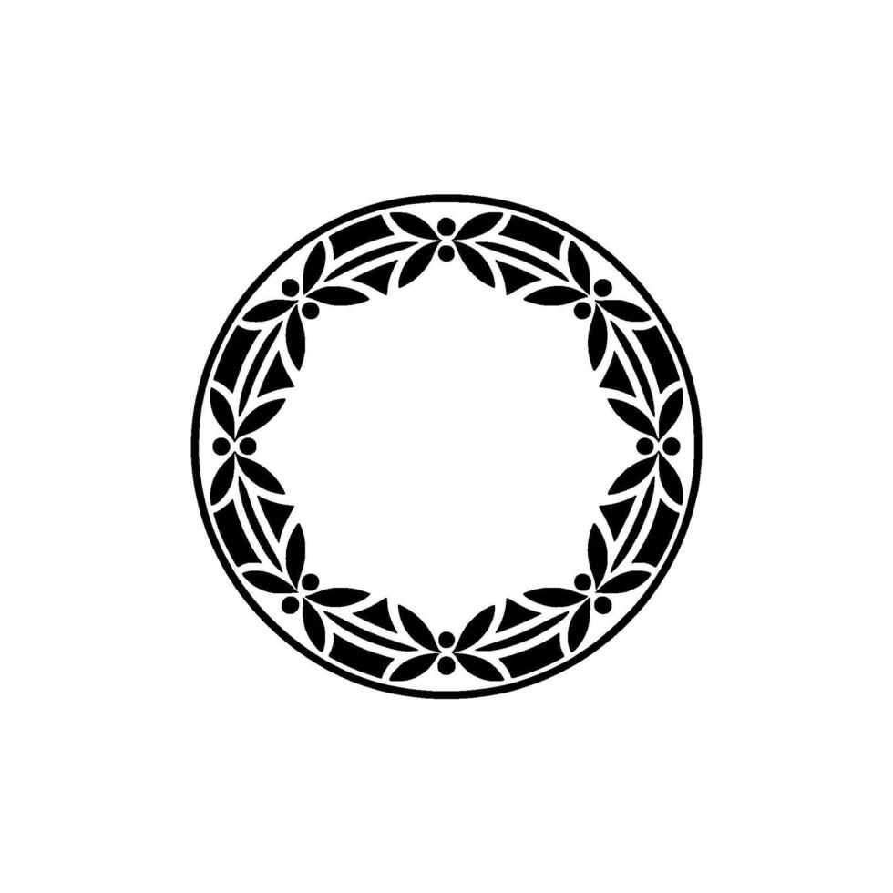 Elegant Black Floral Circle Frame On Offwhite Background vector