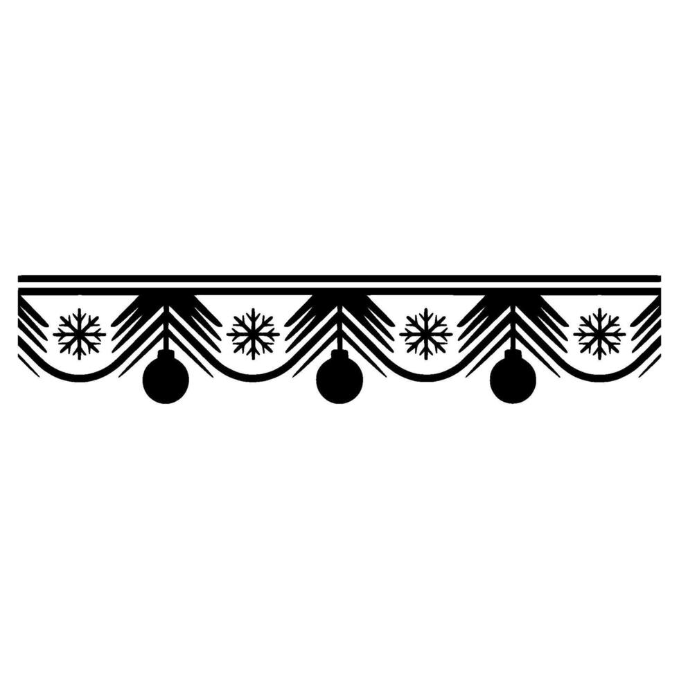 Minimalist Christmas Border Ornament, Black And White, Holiday vector
