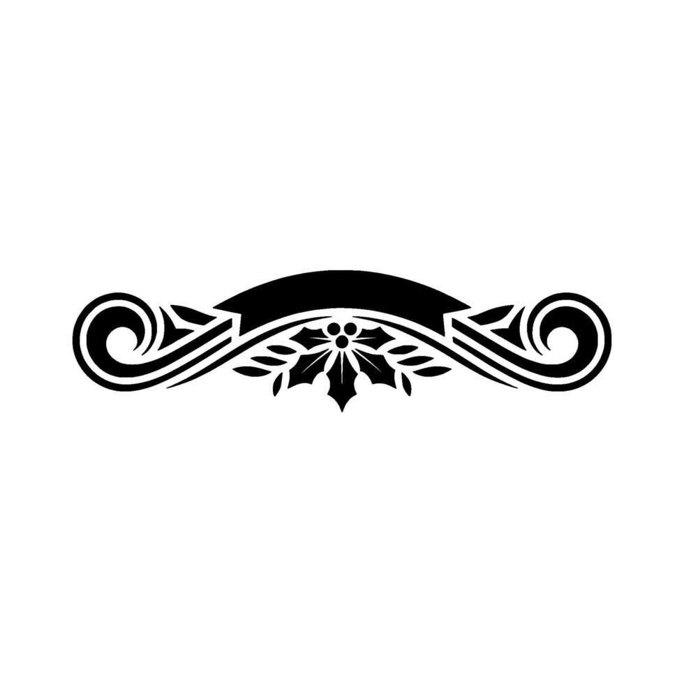 Elegant Black And White Scroll Ornament With Holly vector