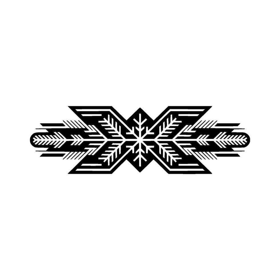 Geometric Snowflake Ornament Minimalist Black White vector