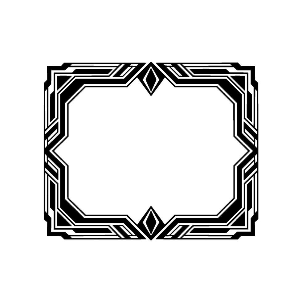 Art Deco Frame, Geometric Border In Black Silver, Elegant vector