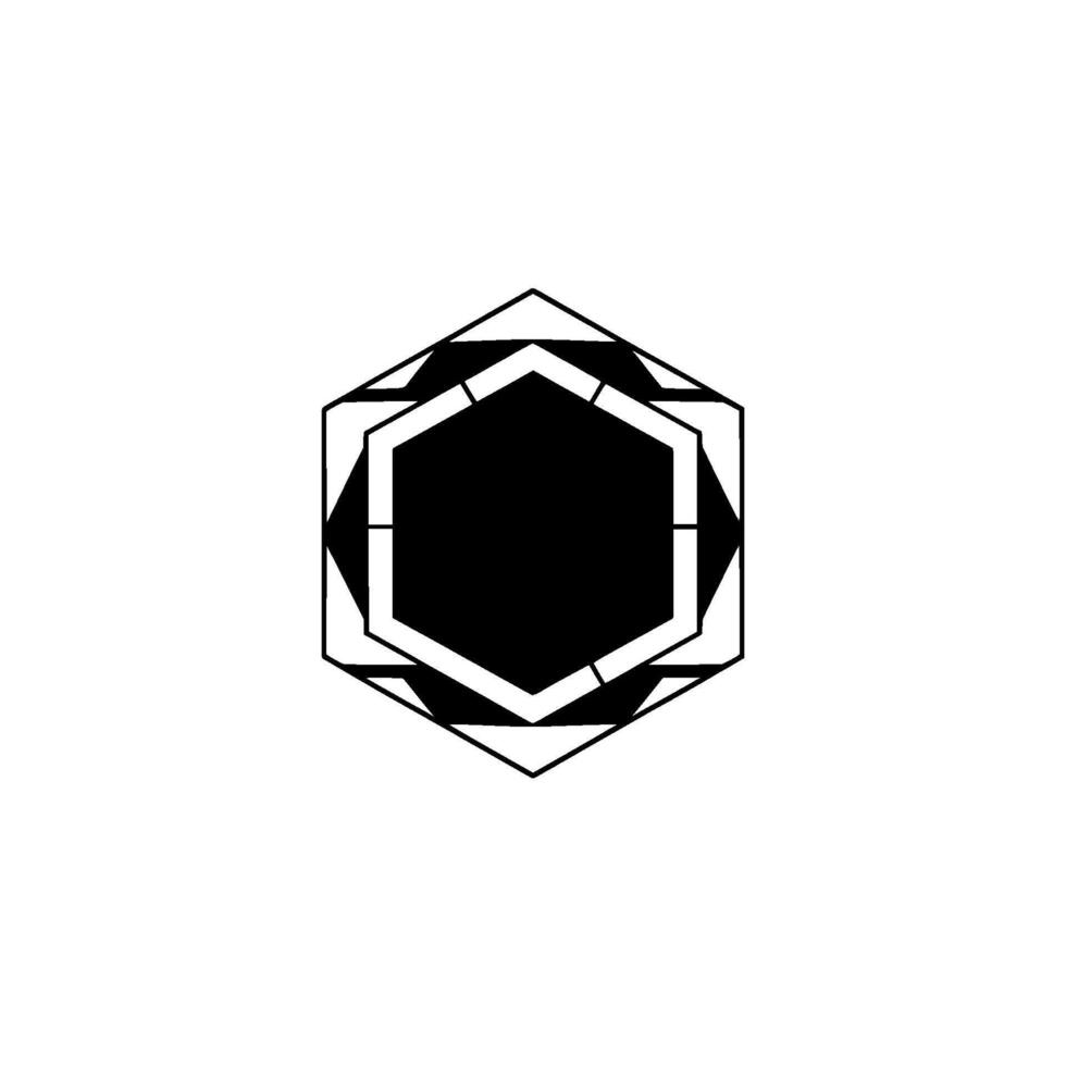 Geometric Black Hexagon On White Background vector