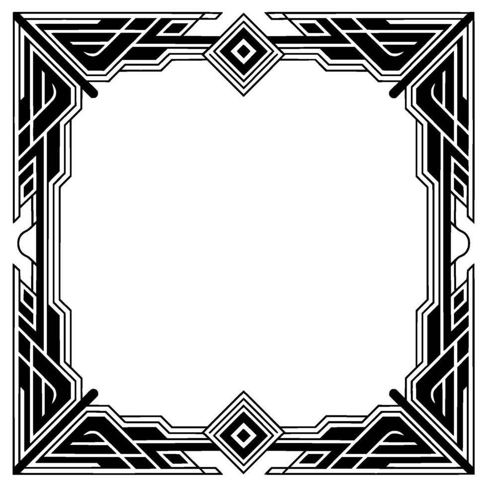 Art Deco Frame Geometric Black White Border - Blank space vector
