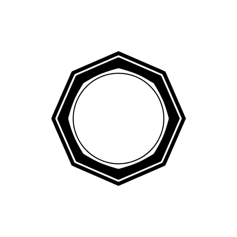 Geometric Black Octagon And Circle On White Background vector