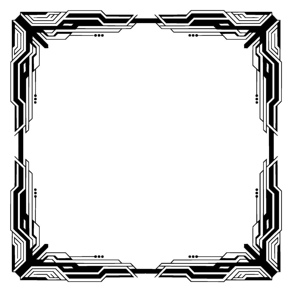 Futuristic Tech Frame Black White Border For Digital vector
