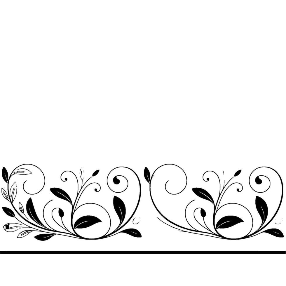 Elegant Floral Border, Black Gray, Minimalist vector