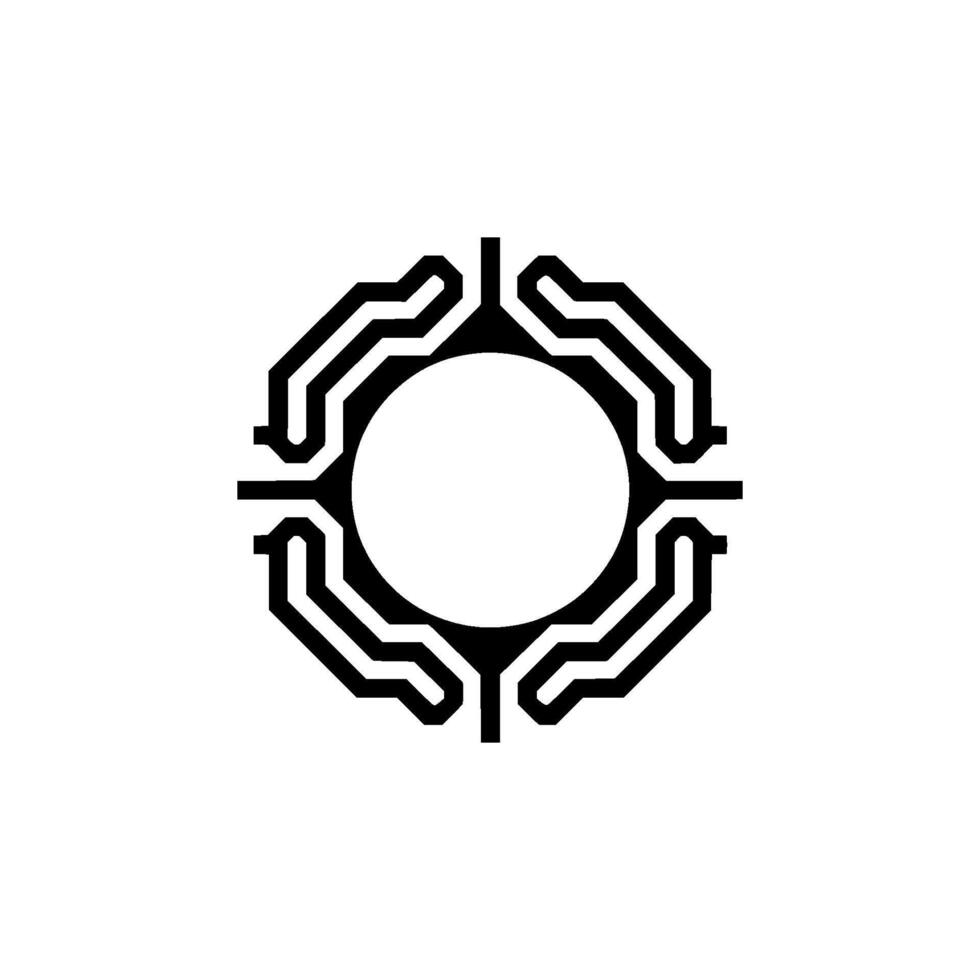 Minimalist Circuit Board, Tech On White Background vector